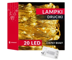 Springos Mikrolempų girlianda su 20 LED diodų, šilta balta šviesa, 9 m