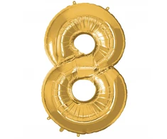 Springos Pripučiamas skaičius „8“ auksinis 40 cm gimtadieniui