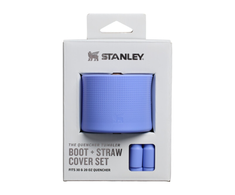 Stanley 2 apsauginių dangtelių ir šiaudelių rinkinys termo puodeliams 0,89 l | 0,59 l „The Quencher Boot“ + šiaudelio formos antgalis, hortenzijų mėlynumo