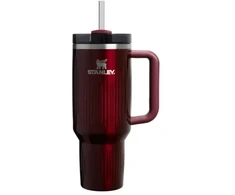 Stanley Thermos mug with straw The Quencher H2.0 Fluted Tumbler 1.18L glossy maroon