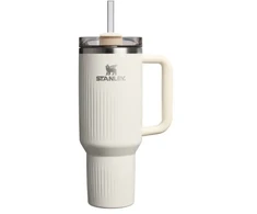 Stanley Thermos mug with straw The Quencher H2.0 Fluted Tumbler 1.18L in glossy cream color