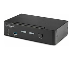 StarTech.com 2 prievadų „DisplayPort KVM“ jungiklis, 8K 60Hz / 4K 144Hz, vienas ekranas, DP 1.4, 2 USB 3.0 prievadai, 4 USB 2.0 HID prievadai, mygtukų ir karštųjų klavišų perjungimas, suderinamas su TAA – nepriklausomas nuo OS, metalinis korpusas (D86A2-2-PORT-8K-KVM) – KVM / garso / USB jungiklis