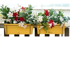 Stefanplast Balcony set with automatic watering system and metal support 50x18x17cm mustard yellow