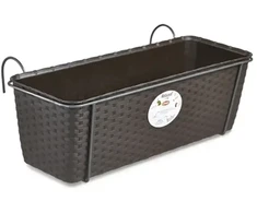 Stefanplast Flower box for balconies with metal holder Natural 50x18x16cm ruda