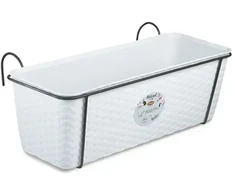 Stefanplast Flower box for balconies with metal holder Natural 50x18x16cm baltas