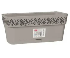 Stefanplast Flower box with tray Gaia 30x13x12cm light pilka