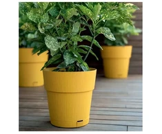 Stefanplast Flower pot with tray Ethica Ø15x15cm mustard yellow