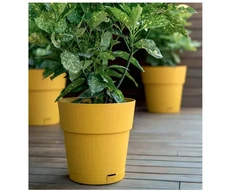 Stefanplast Flower pot with tray Ethica Ø20x19cm mustard yellow