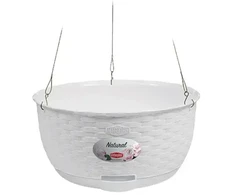 Stefanplast Hanging flower pot Natural Ø30x14.5cm baltas