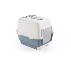 Stefanplast Kačių tualetas uždaras Cathy Clever &amp; Smart 58x45x48cm balta mėlyna