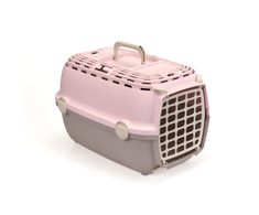 Stefanplast Transportesanas buris Horizon 1 ar plastmasas durvim 48x32x30cm roza/peleks