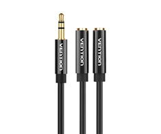 Vention garso skirstytuvas AUX 3.5mm iki 2x3.5mm BBSBY 0.3m - juoda