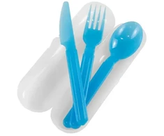 Style Cutlery set in a transparent box Foody assorted, transparent/mėlynas/žalias/pink