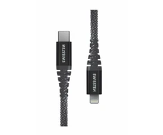 Swissten Kevlar duomenų kabelis USB-C / Lightning 1,5m / 60w