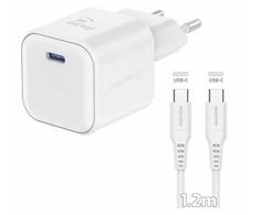 „Swissten“ kelioninis įkroviklis GaN USB-C 35 W PD + duomenų kabelis USB-C - USB-C 1,2 m