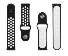 Tactical Dirželis 22mm Double Silicone Watch Strap and Watch Band Juodas Baltas 2454313