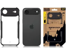 Tactical „Quantum Stealth“ dėklas, skirtas „Apple iPhone 17 Air“, skaidrus juodas