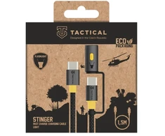 Tactical Stinger kabelis su žibintuvėliu USB-C/USB-C 1,5m juodos spalvos