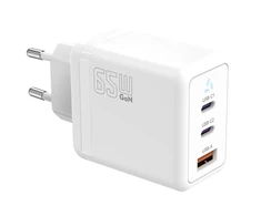 TB Įkroviklis jungiama į tinklą 2x USB C + USB A Power Delivery balta, GaN 65W