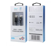 TB Kabelis USB C - USB C 1m su LED įkrovimo galios indikatoriumi (100 W)