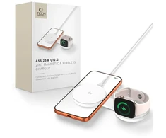 Tech-Protect A55 2IN1 MAGNETINIS MagSafe BELAIDIS ĮKROVIKLIS 25W QI2.2 Baltas