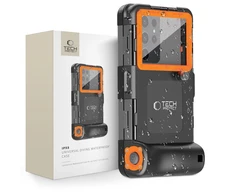 Tech-Protect IPX8 Diving Atsparus vandeniui Case Universal dėklas telefonui juodos spalvos & oranžinis