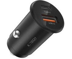 Tech-Protect CC02 35W automobilinis įkroviklis su 2 prievadais USB-C / USB-A - Juodas