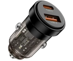 Tech-Protect CC03 30W 2 prievadų USB-A / USB-C automobilinis įkroviklis - Juodas