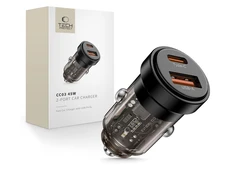 Tech-Protect CC03 45W 2 prievadų USB-A / USB-C automobilinis įkroviklis - Juodas