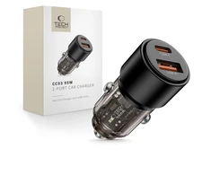 Tech-Protect CC03 95W 2 prievadų USB-A / USB-C automobilinis įkroviklis - Juodas