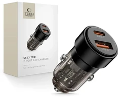 „Tech Protect CC03“ 2 prievadų PD75W automobilinis įkroviklis - juodas