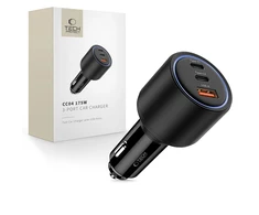 „Tech Protect CC04“ 3 prievadų PD175W automobilinis įkroviklis - juodas