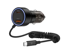 Tech Protect CC05 automobilinis įkroviklis su 2 prievadais, PD60 W, USB-C laidas - Juodas