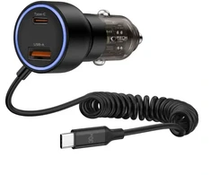 Tech Protect CC05 automobilinis įkroviklis su 2 prievadais, PD60 W, USB-C laidas - Juodas