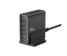 Tech-Protect DC80W-GAN 6-PORT juoda