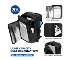 Tech-Protect Defender S50 Backpack for Ryanair &amp; Wizzar, 20L Nešiojamas kompiuteris - Juodas