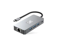 Tech-Protect HB05 HUB 9in1 USB-C + USB2.0 + USB3.0 + HDMI 4K 60HZ + SD / TF + PD100W + RJ45 adapteris - pilka