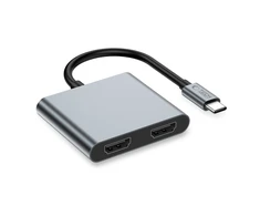 „Tech-Protect HB08 4in1“ USB-C + USB2.0 + 2 x HDMI 4K 60HZ adapteris - pilka