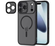 „TECH-PROTECT MagCam“ telefono dėklas su „MagSafe“ palaikymu, skirtas „Apple iPhone 17 Pro“, matinės juodos spalvos.