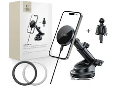 TECH-PROTECT MM15W-V5 MAGNETIC MAGSAFE DASHBOARD &amp; VENT CAR MOUNT WIRELESS CHARGER 15W Juodas/Juodas