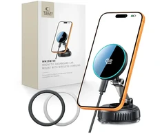 Tech-Protect mm25W-V8 QI2.2 Magnetic MagSafe WINDSHIELD & DASHBOARD automobilinis telefono laikiklis belaidis įkroviklis 25W juodos spalvos