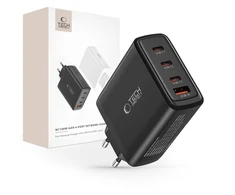 Laidinis įkroviklis 100W 3x USB-C PD + QC3.0 USB Tech-Protect NC100W-GAN juodos spalvos