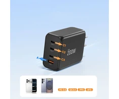 Tech-Protect NC200W-GAN 4-port laidinis įkroviklis PD 200W / QC3.0 juodos spalvos