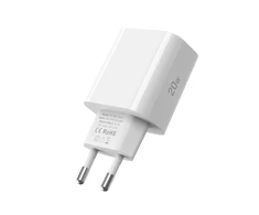 Tech-Protect NC20W PD20W USB-C sieninis įkroviklis su USB-C laidu - baltas