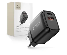 „Tech-Protect NCA20 PD 20W / QC3.0 USB-A / USB-C“ sieninis įkroviklis - juodas