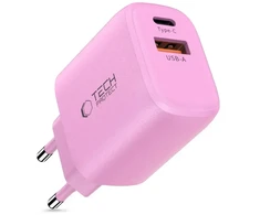 „Tech-Protect NCA20 PD 20W QC3.0 USB-A / USB-C“ sieninis įkroviklis - Rožinė