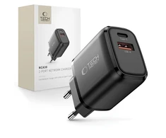 „Tech-Protect NCA30 PD 30W / QC3.0 USB-A / USB-C“ sieninis įkroviklis - juodas
