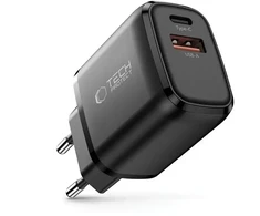 „Tech-Protect NCA30 PD 30W / QC3.0 USB-A / USB-C“ sieninis įkroviklis - juodas