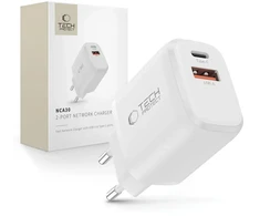 „Tech-Protect NCA30 PD 30W QC3.0 USB-A / USB-C“ sieninis įkroviklis - Baltas