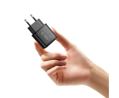 Tech-Protect NCA45W-GAN 2-Port laidinis įkroviklis PD 45W / QC3.0 + Type-C kabelis juodos spalvos